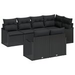 Canapé de jardin 7 pièces vidaXL avec coussins en rotin poly noir