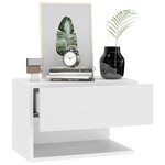 vidaXL Table de chevet murale Blanc brillant