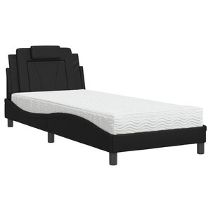 vidaXL Lit Viana avec matelas noir 90x190 cm similicuir