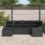 vidaXL Ensemble de salle à manger pour jardin avec coussin 6 Pièces Noir