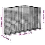vidaXL Paniers à gabions arqués 2 Pièces 400x50x220/240 cm Fer galvanisé