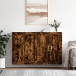 vidaXL Armoires murales 2 Pièces chêne fumé bois d'ingénierie