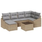 vidaXL Ensemble de Canapés de Jardin 7 pièces avec Coussins Noir en Rattan Poly