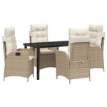 vidaXL Ensemble de jardin 5 pièces avec coussins beige en poly rattan