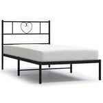vidaXL Cadre de lit métal sans matelas avec tête de lit noir 100x190cm