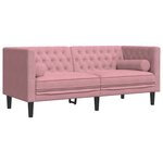 vidaXL Ensemble de canapé Chesterfield et traversins 3Pièces rose velours