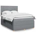 vidaXL Sommier à lattes de lit avec matelas Gris clair 140x190cm Tissu