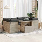 vidaXL Salon de jardin avec coussins 7 Pièces gris clair résine tressée