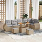vidaXL Ensemble de canapé de jardin 9 Pièces Beige polyrotin