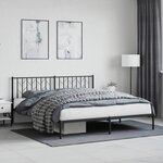 vidaXL Cadre de lit métal avec tête de lit noir 180x200 cm
