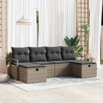 vidaXL Ensemble de canapé de jardin avec coussin 6 Pièces Gris Poly rotin