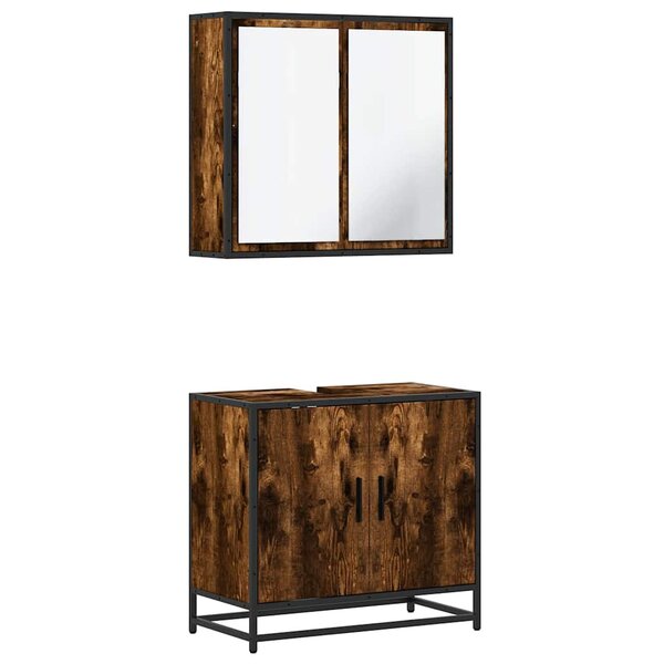 vidaXL Ensemble de meubles de salle de bain 2 Pièces Chêne fumé