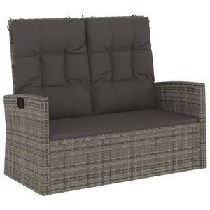 vidaXL Banc de jardin inclinable et coussins gris 118cm résine tressée