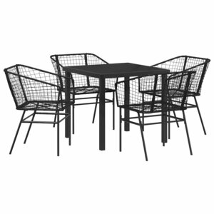 vidaXL Ensemble de salle à manger pour jardin 5 Pièces Noir polyrotin
