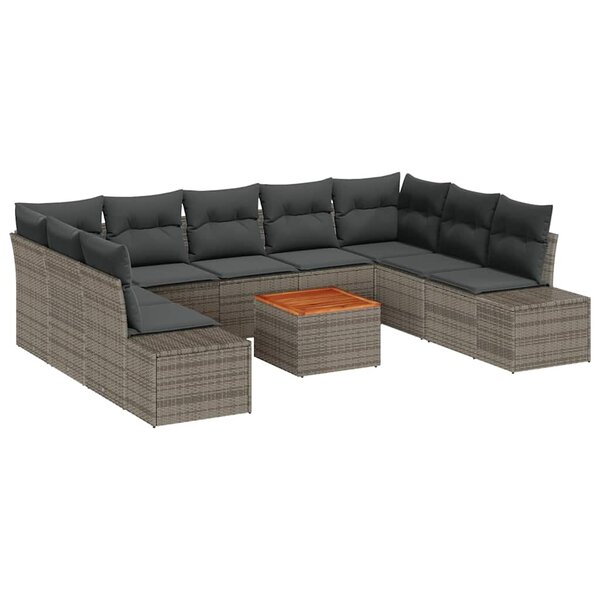 vidaXL Ensemble de canapé de jardin 10 Pièces Gris