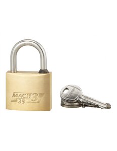 THIRARD - Cadenas à clé Mach 3  laiton  extérieur  anse acier  35mm  2 clés - THIRARD