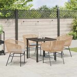 vidaXL Ensemble de salle à manger pour jardin 5 Pièces Marron Poly rotin