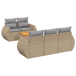 vidaXL Salon de jardin avec coussins 6 Pièces beige résine tressée