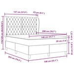 vidaXL Lit à ressorts et matelas gris clair 140x200 cm en velours