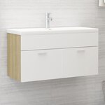 vidaXL Armoire d'évier Blanc et chêne sonoma 90x38 5x46 cm Aggloméré