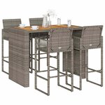vidaXL Ensemble de bar de jardin 5 Pièces sans coussins gris poly rotin