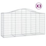 vidaXL Paniers à gabions arqués 3 Pièces 200x50x100/120 cm fer galvanisé