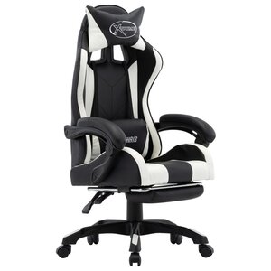 vidaXL Fauteuil de jeux vidéo et repose-pied Blanc et noir Similicuir