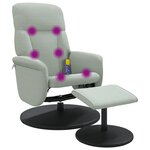 vidaXL Fauteuil inclinable de massage repose-pied gris clair velours