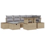 vidaXL Ensemble de canapé de jardin 7 Pièces Beige polyrotin