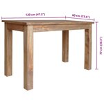 vidaXL Table à manger bois d'acajou massif 120x60x77 cm