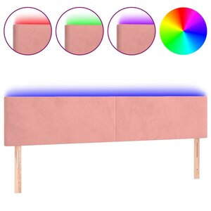 vidaXL Tête de lit à LED Rose 200x5x78/88 cm Velours