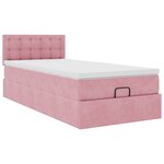 vidaXL Cadre de lit ottoman avec matelas rose 100x200 cm velours