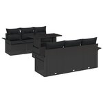 vidaXL 7 pièces d'ensemble de canapé de jardin avec coussins noir en poly rotin