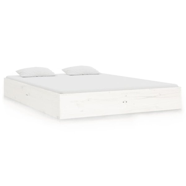 vidaXL Cadre de lit sans matelas blanc bois massif 135x190 cm