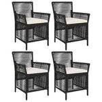 vidaXL Chaise d'Extérieur 4 pc Noir et Crème polyrotin