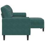 vidaXL Canapé à 3 places avec repose-pieds Vert foncé 180 cm Velours