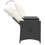 vidaXL Canapé de jardin inclinable 2 places avec table noir poly rotin