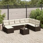 Ensemble de canapé de jardin 8 pièces avec coussins gris en rotin synthétique
