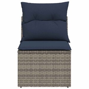 vidaXL Chaise de jardin sans accoudoirs avec coussins gris poly rotin
