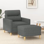 vidaXL Fauteuil avec repose-pied Gris foncé 60 cm Tissu