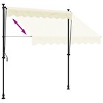 vidaXL Auvent rétractable crème 200x150 m tissu et acier
