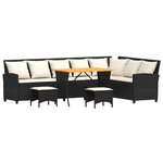 vidaXL Salon de jardin 4 Pièces avec coussins forme L noir résine tressée
