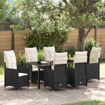 vidaXL Ensemble de salle à manger de jardin 7 pièces avec coussins en poly rotin noir