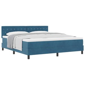 vidaXL Lit à ressorts avec matelas Bleu foncé 180 x 200 cm Velours
