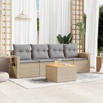 vidaXL Salon de jardin avec coussins 5Pièces mélange beige résine tressée