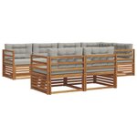 vidaXL Ensemble de canapés d'extérieur 7 Pièces Gris Naturel et Clair