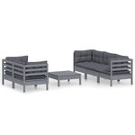 vidaXL Salon de jardin 6 Pièces avec coussins anthracite bois de pin