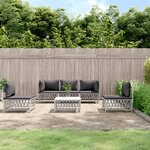 vidaXL Salon de jardin avec coussins 6 Pièces blanc acier