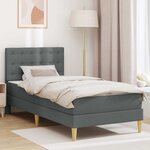 vidaXL Cadre de lit avec matelas Gris foncé 90 x 200 cm Tissu