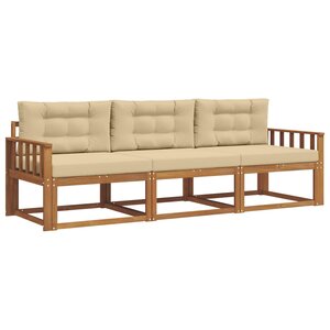 vidaXL Ensemble de canapés d'extérieur 3 pc Naturel et Beige